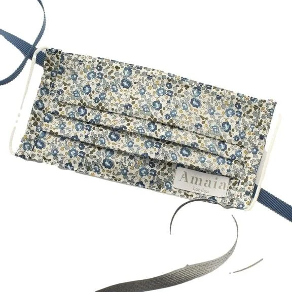 Amaia Kids Adult Reusable Cotton Face Mask in Blue Eloise