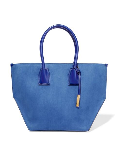 Stella McCartney Faux Leather And Suede Tote in Blue:Royal Blue.jpg