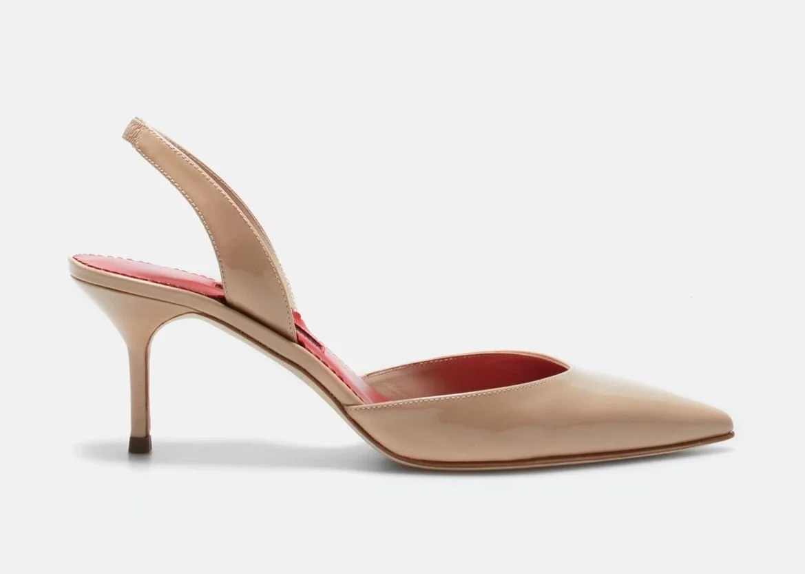 Carolina Herrera Slingback Pumps in Neutral Patent Leather