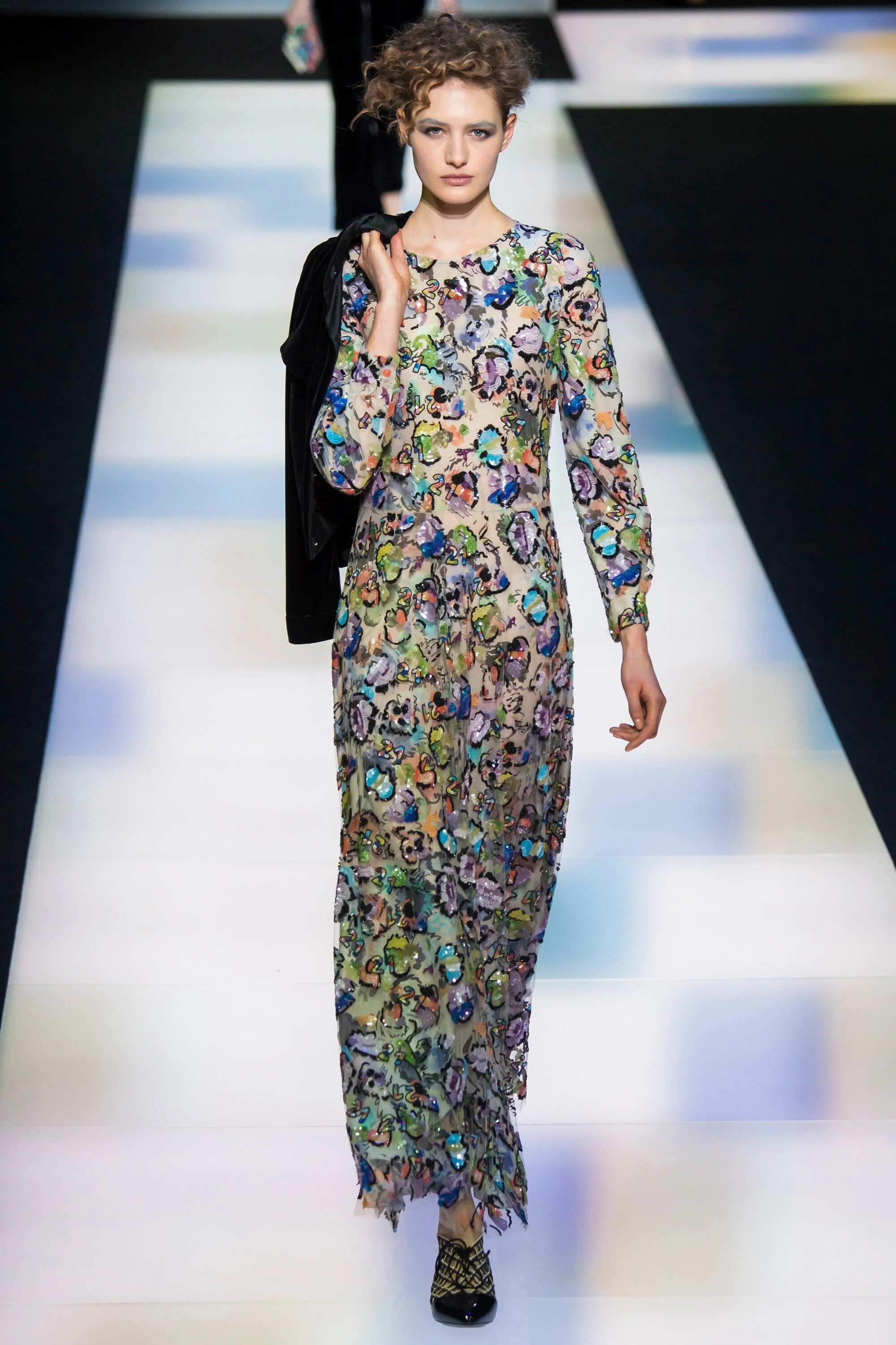 Giorgio Armani Floral Sequinned Long Sleeve Gown 