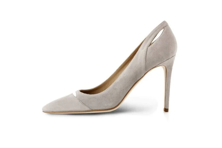 Natan Cutout Pumps in Nude Suede/Patent Leather