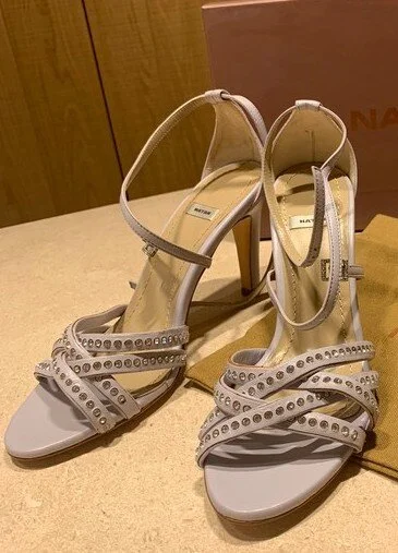 Natan Strass Cocktail Sandals in Nude Suede