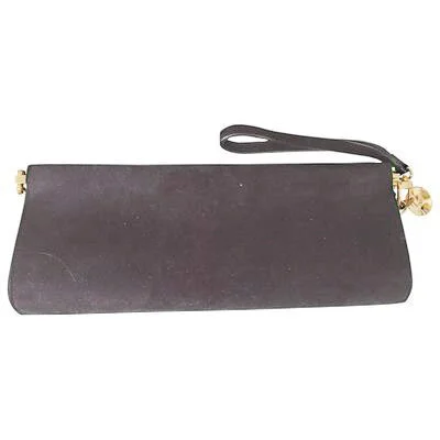 Natan Suede Bar Clutch in Brown