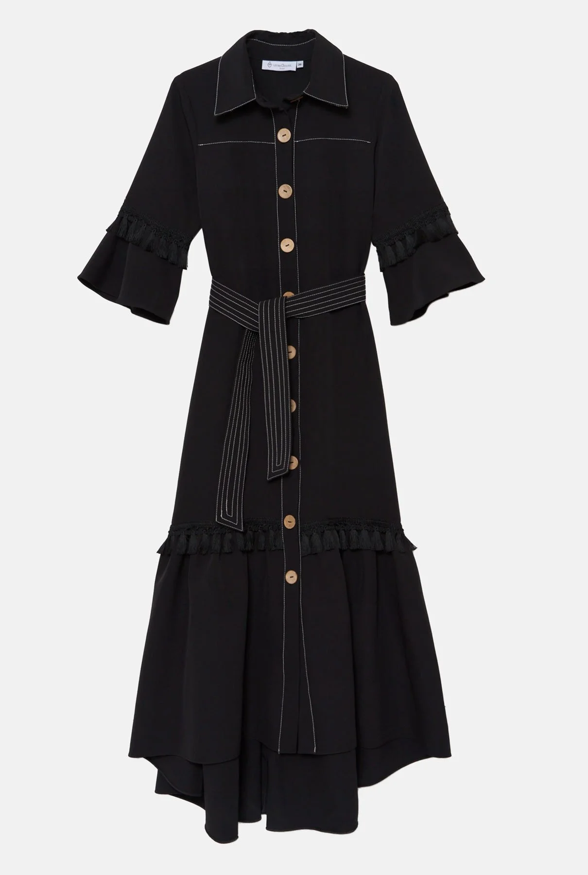 Leyre Doueil Collared Midi Dress in Black