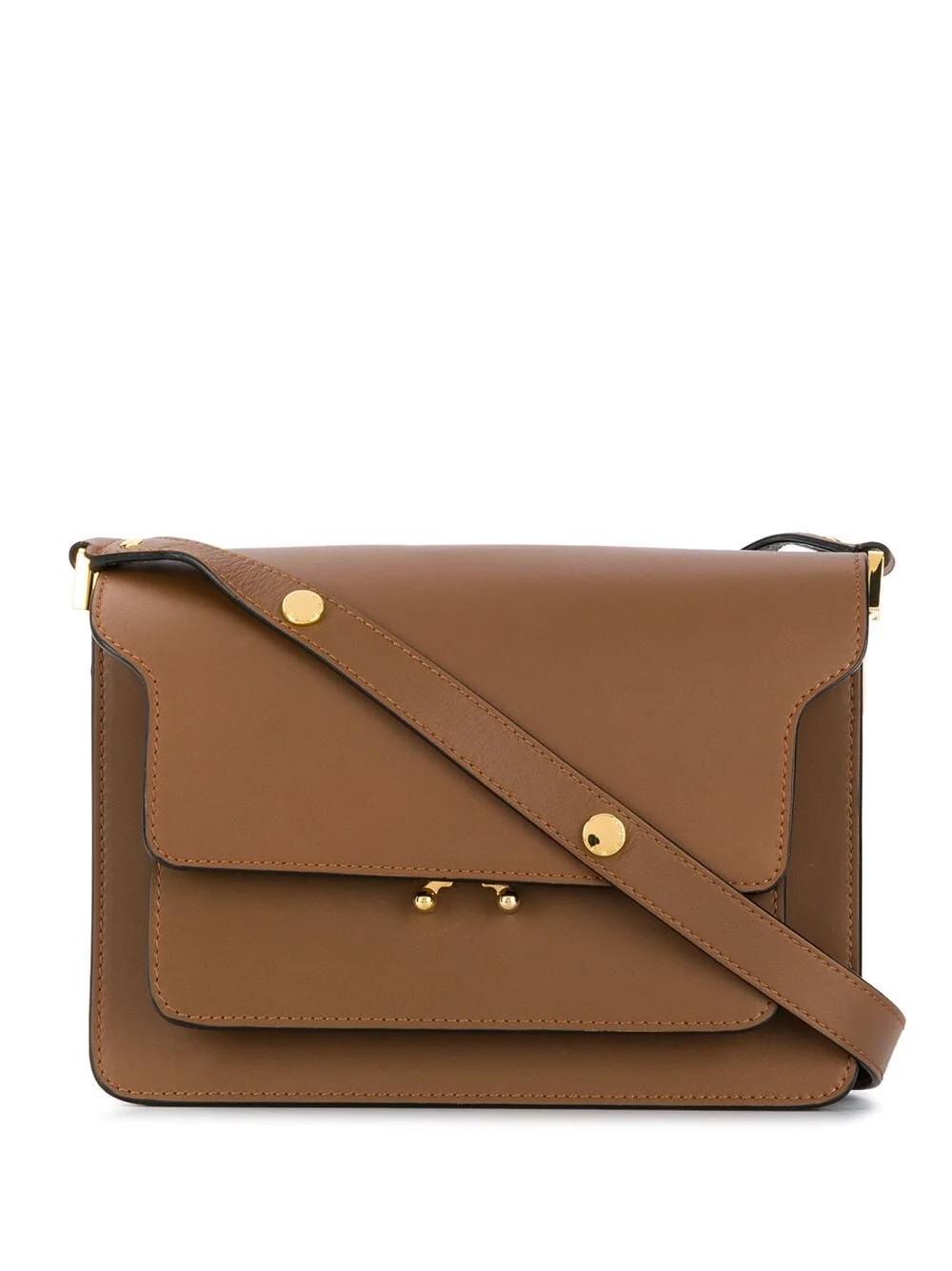 Marni Medium Trunk Shoulder Bag in Brown Leather