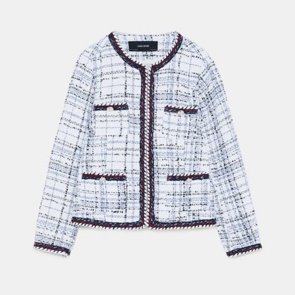 Tweed suit jacket Zara Blue size XS International in Tweed - 36386321