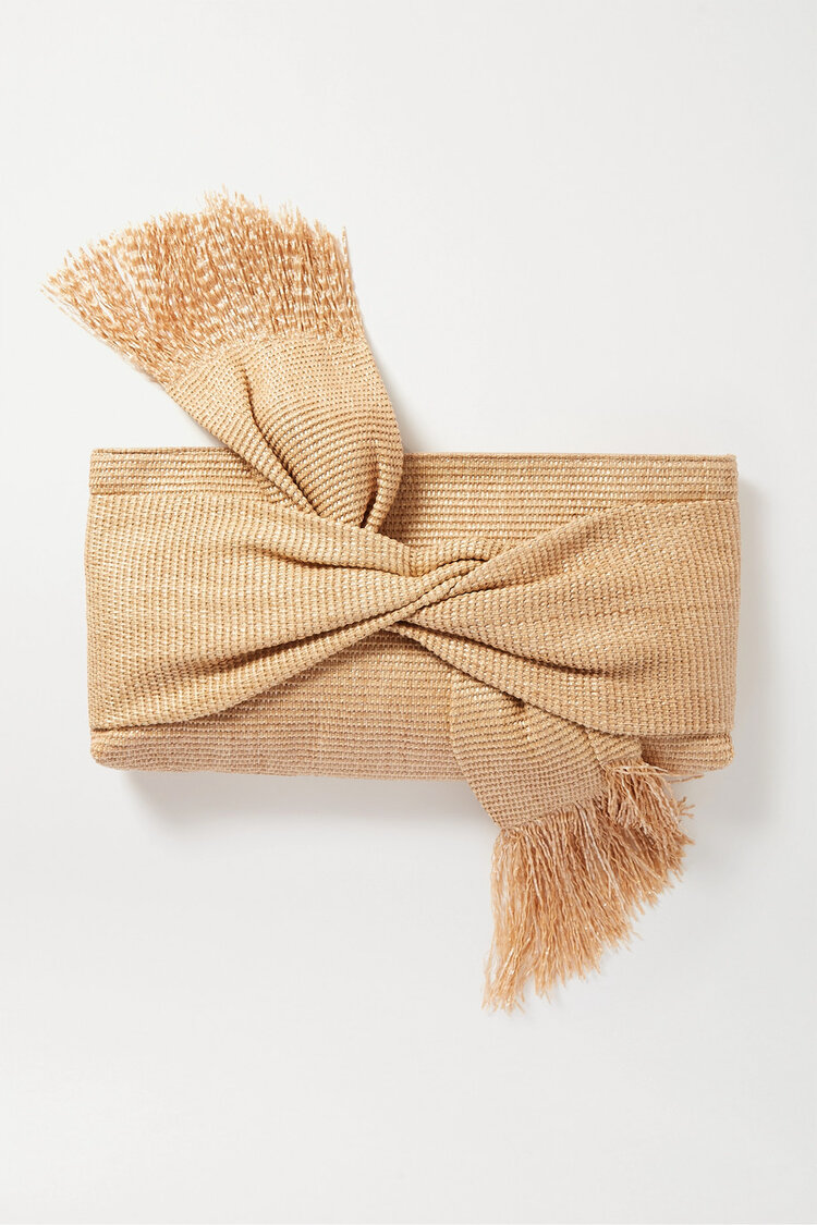 Knot pochette in woven leather - Beige