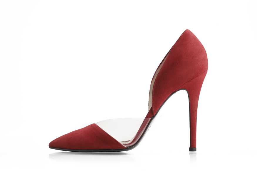 Natan PVC D'Orsay Pumps in Orange Suede/Leather