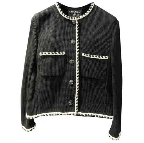 chanel black tweed blazer jacket