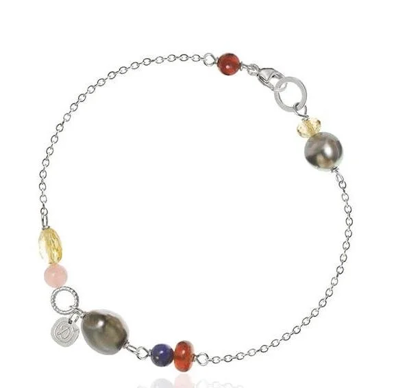 Dulong Fine Jewelry Piccolo Bracelet in Sterling Silver with Gemstones