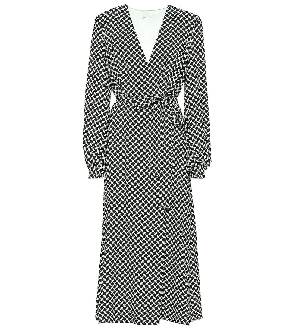 Dries Van Noten Printed Wrap Dress in Blue