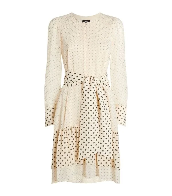 ME + EM Polka Dot Mini Dress in Cream/Black