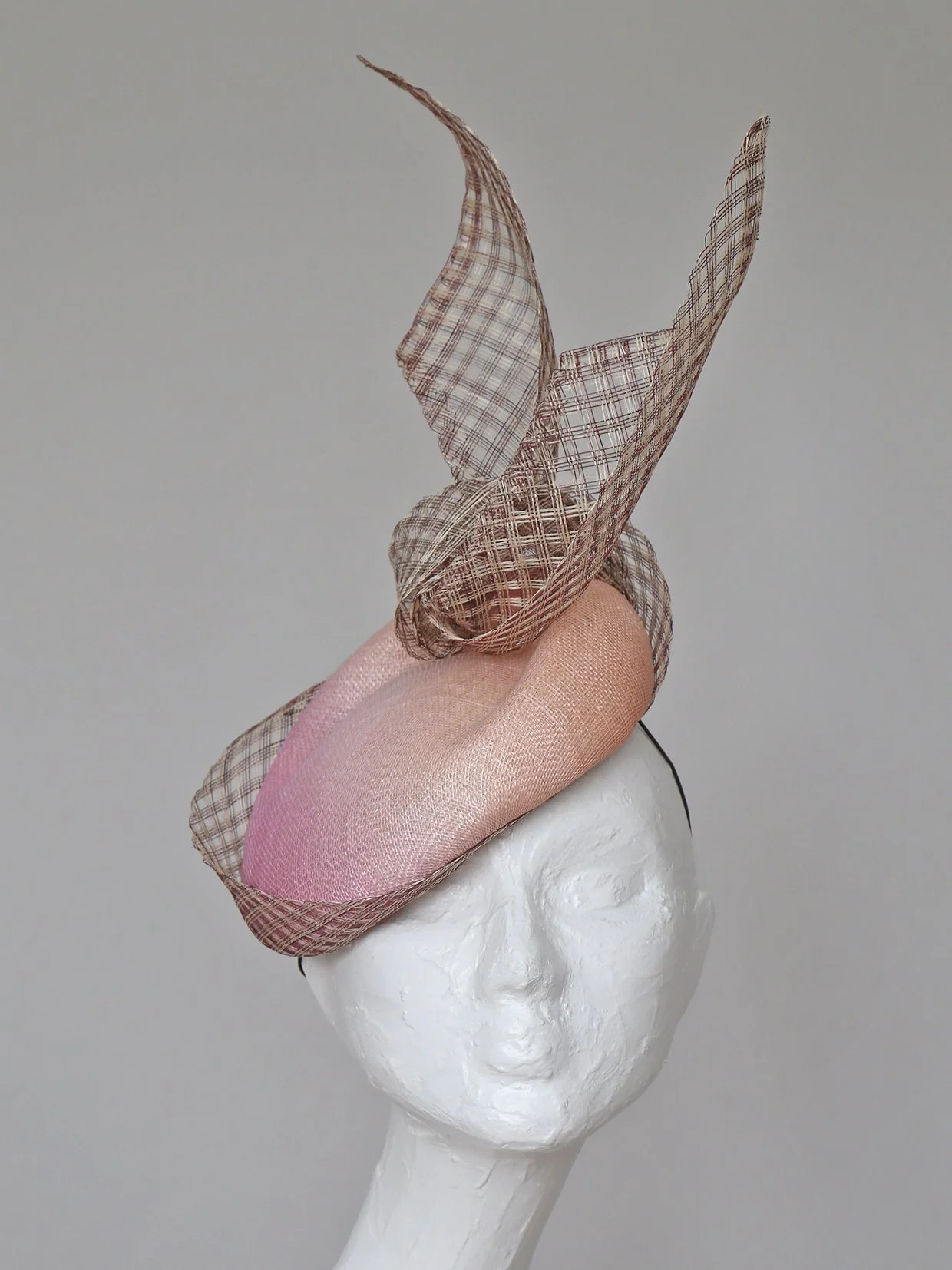 Sarah Cant Couture Millinery Swift Hat in Pink Sinamay