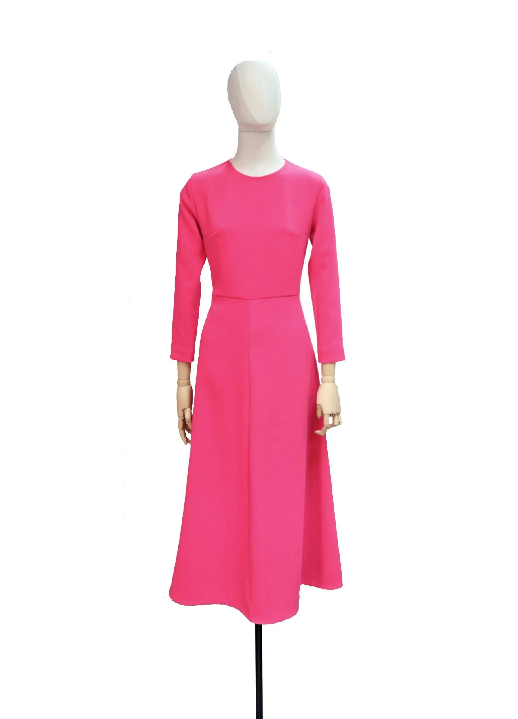 Moises Nieto French Sleeves Midi Dress in Fuchsia