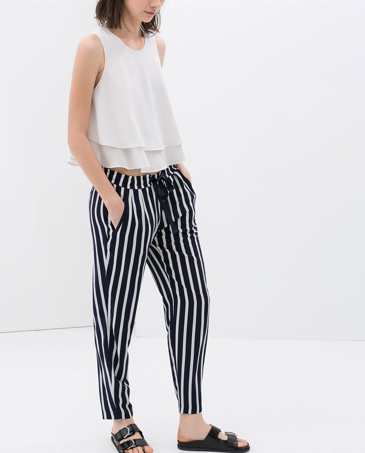 Zara Gingham Trousers with Ruffle in Black/White — UFO No More