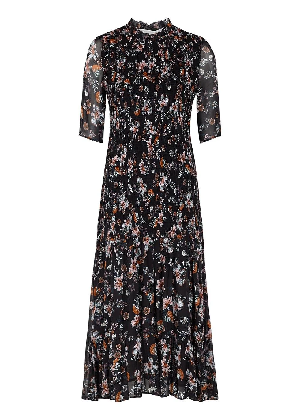 Veronica Beard Gabi Ruched Dress in Black Multicoloured