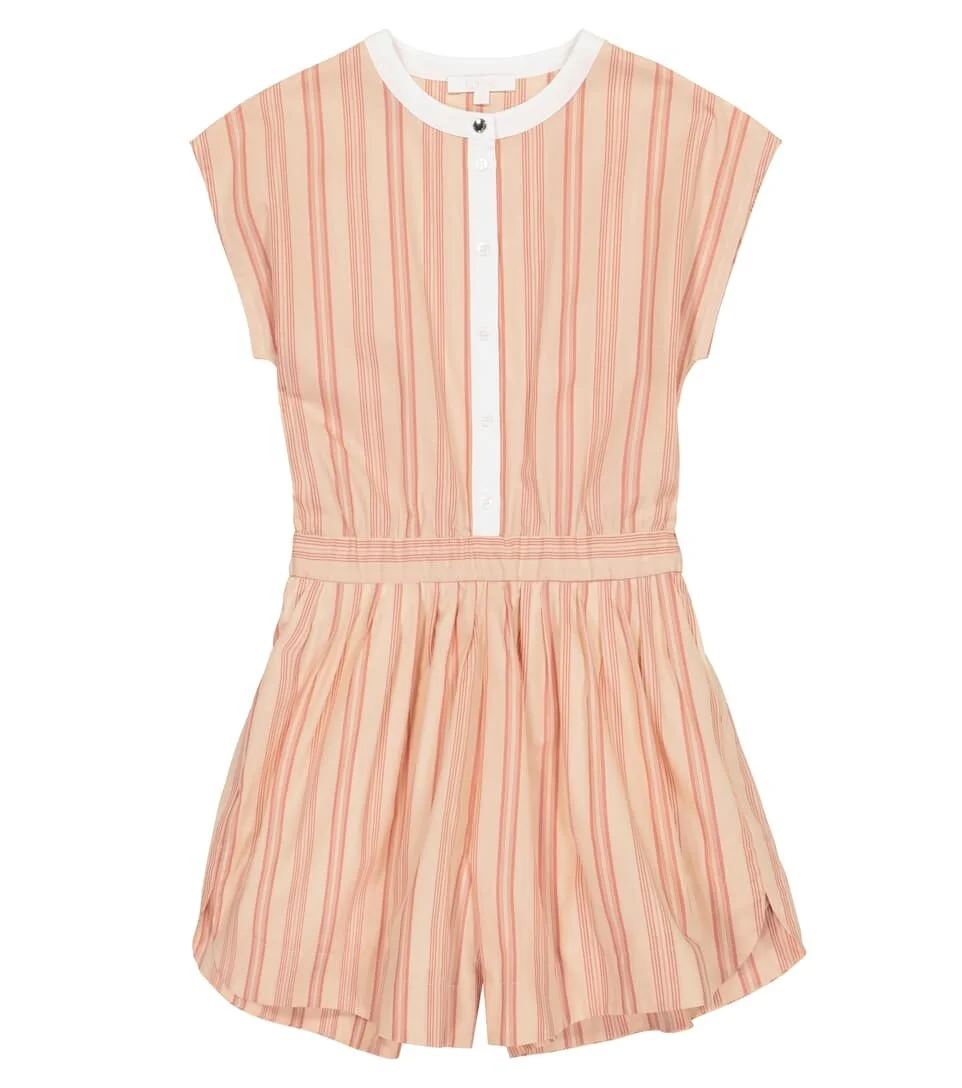 Chloé Kids Striped Cotton Playsuit