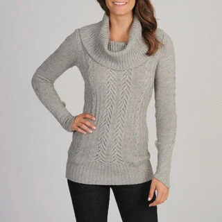 Cowl Neck Cable Knit Front Sweater