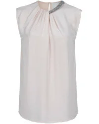 3.1 Phillip Lim Sleeveless Draped Top with Beaded Neckline