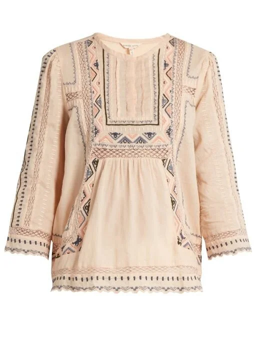 Rebecca Taylor Esme Embroidered Cotton Top