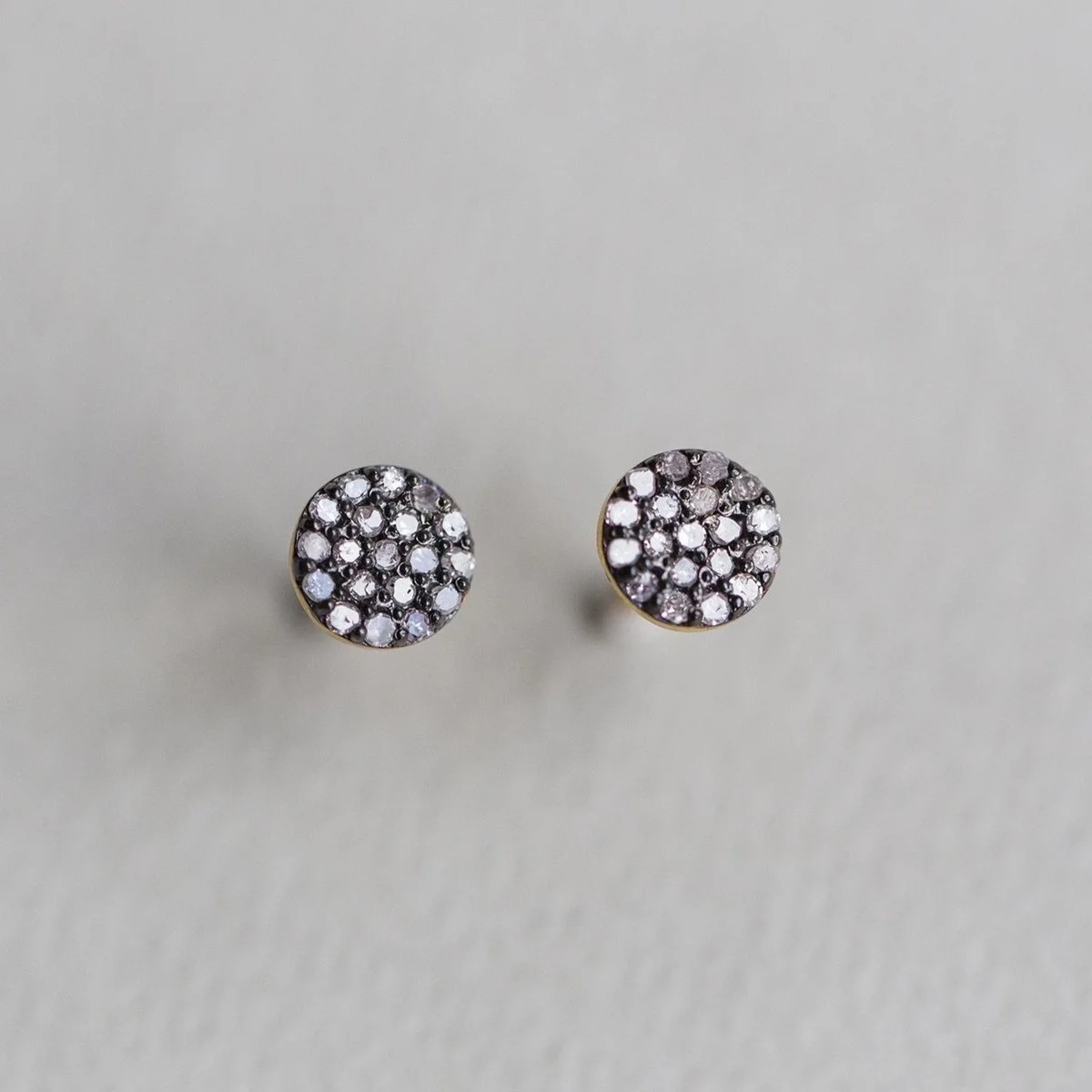Felt Little Diamond Disc Stud Earrings
