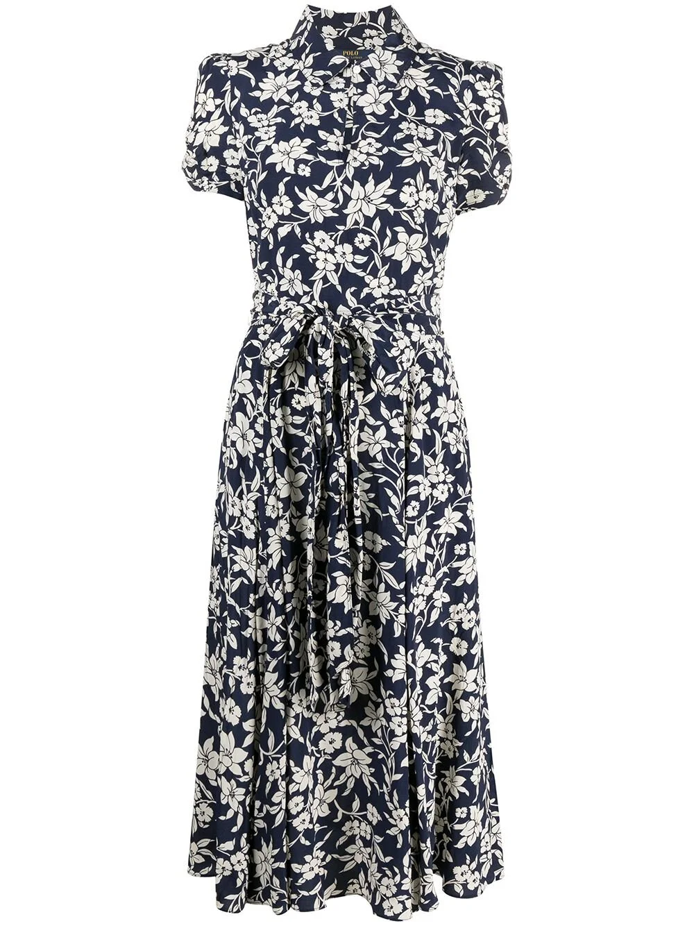 Polo Ralph Lauren All-Over Floral Print Shirt Dress in Navy