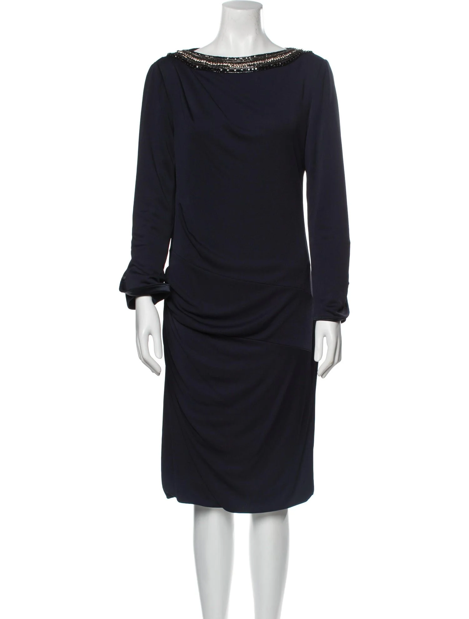 Giorgio Armani Beaded Neckline Draped Dress