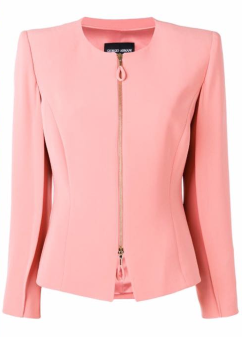 Giorgio Armani Zip-up Fitted Silk Jacket in Pink