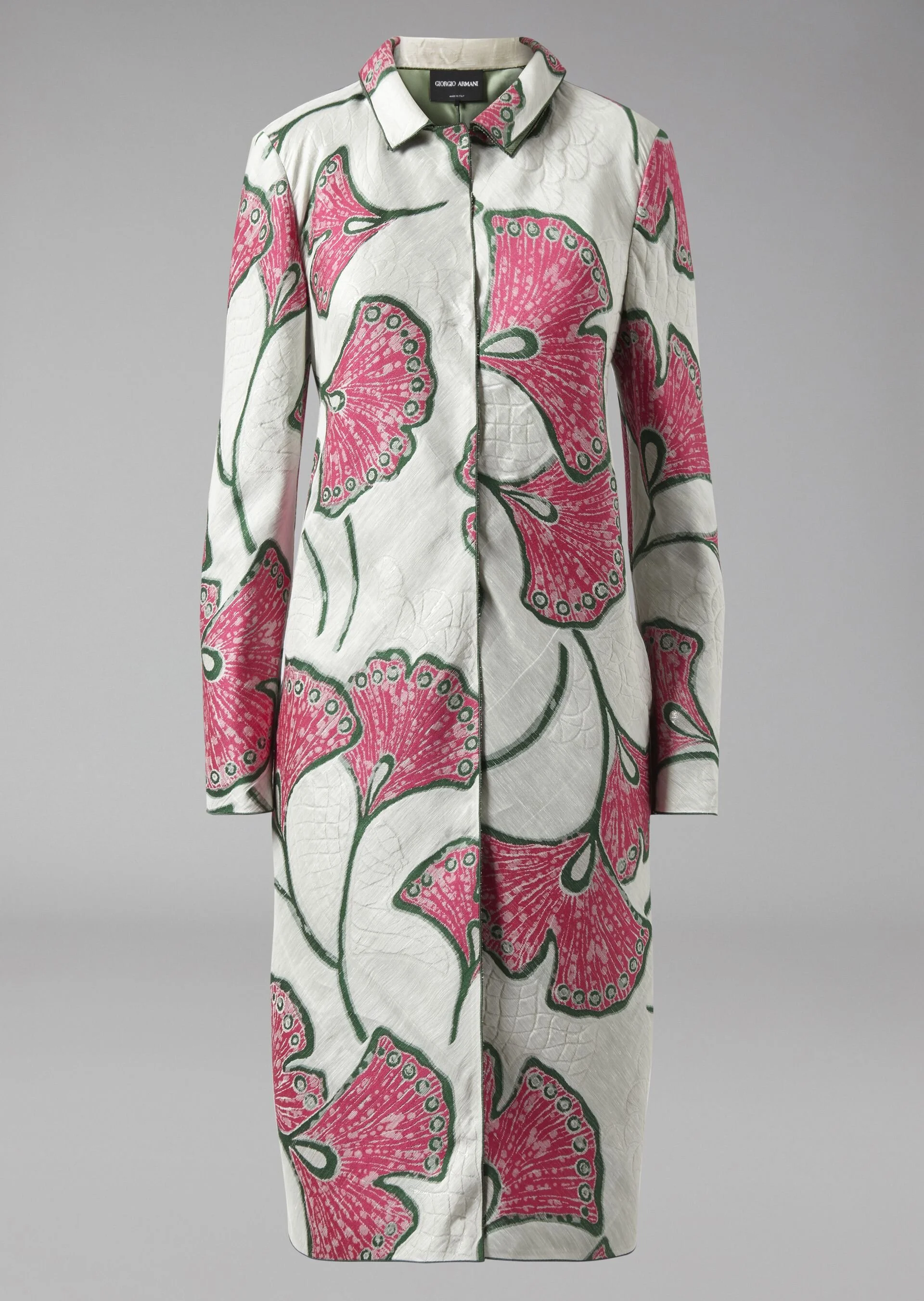 Giorgio Armani Duster Coat with Fil Coupé Leaf Design