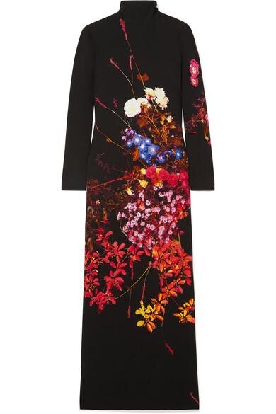 Dries Van Noten Dolfi Floral Print Gown in Black — UFO No More