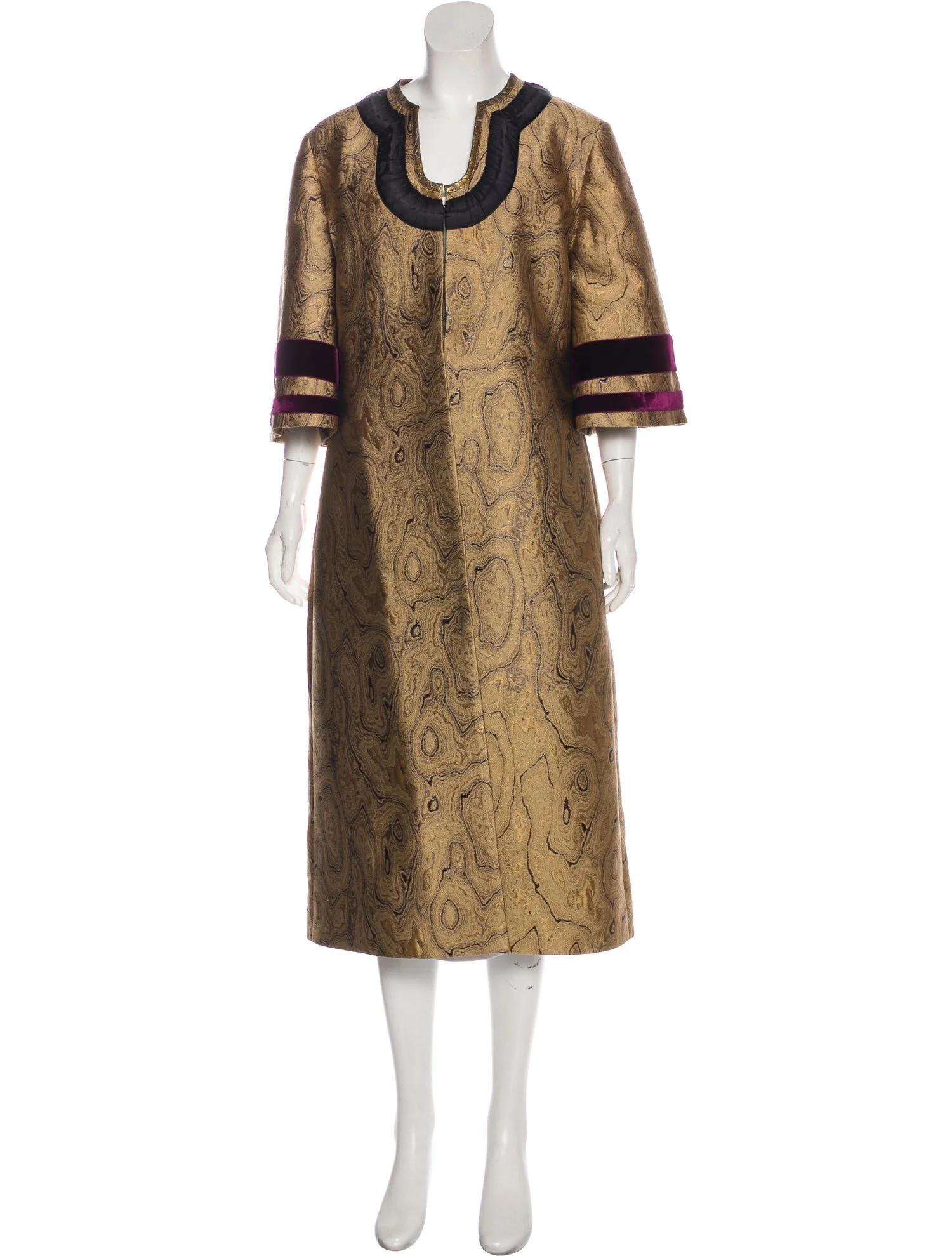 Dries Van Noten Richard Coat in Gold Brocade
