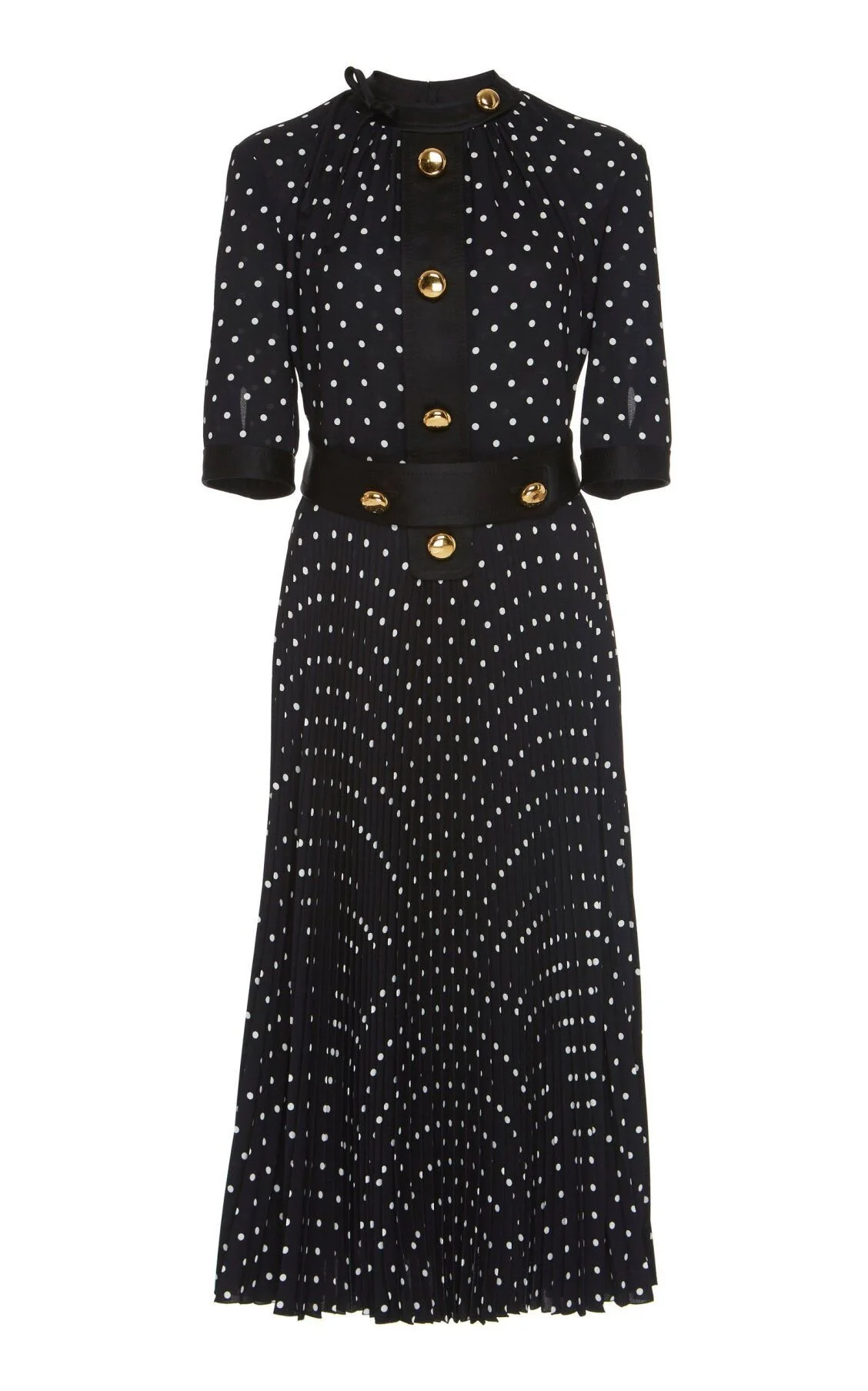 Prada Polka Dot Pleated Dress in Black
