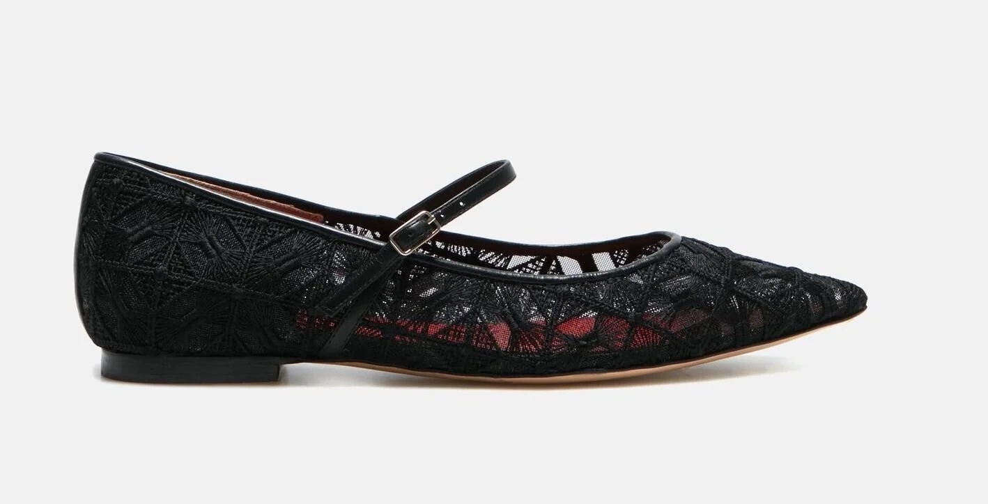 Carolina Herrera Lace Flat Shoes in Black