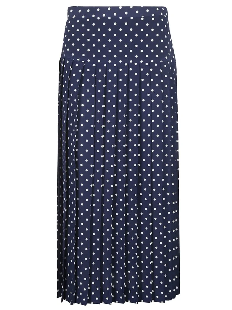 Alessandra Rich Pleated Polka-dot Midi Skirt