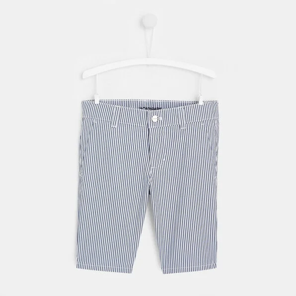 Jacadi Boy Striped Bermuda Shorts in White/Blue