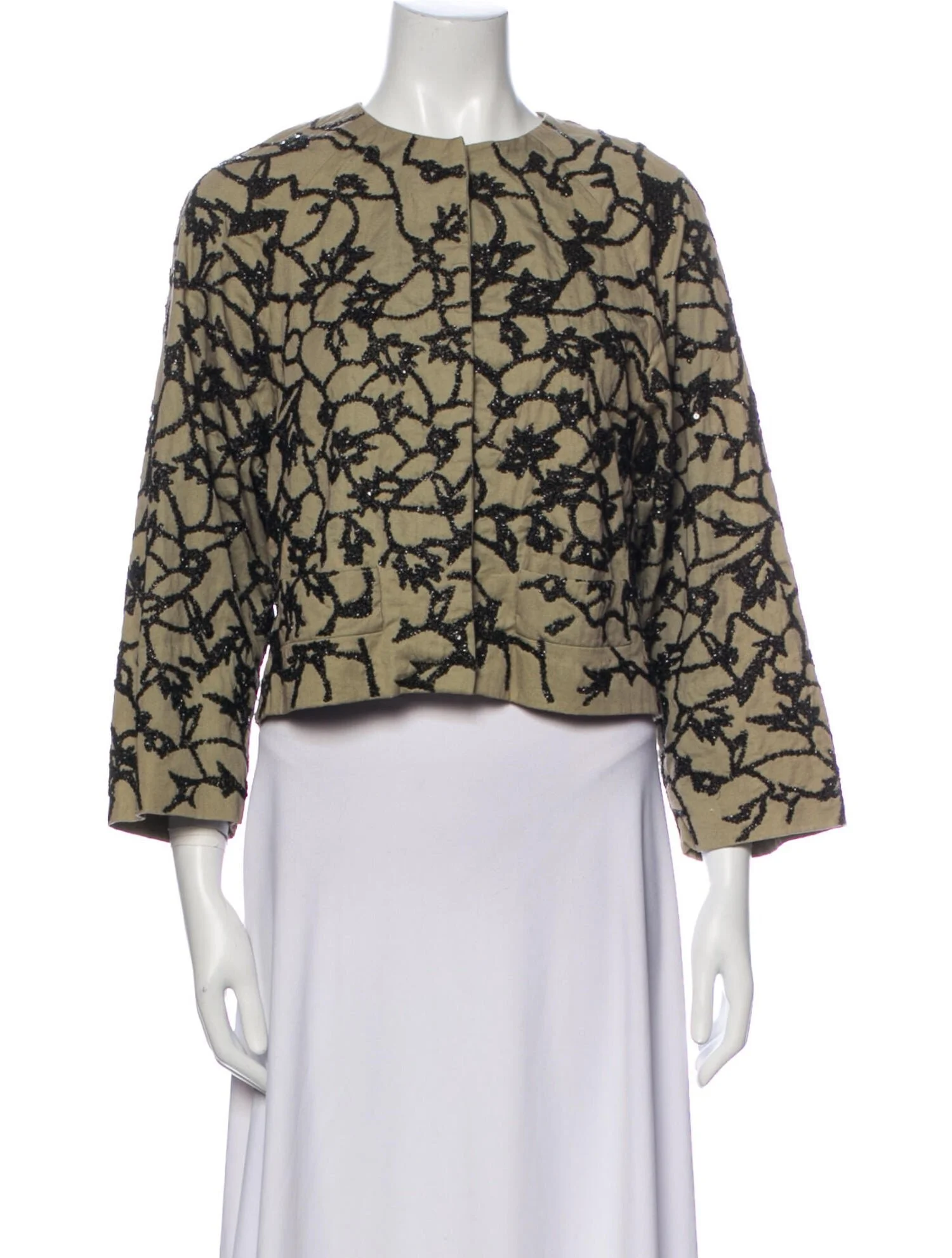 Diane von Furstenberg Floral Beaded Jacket in Grey
