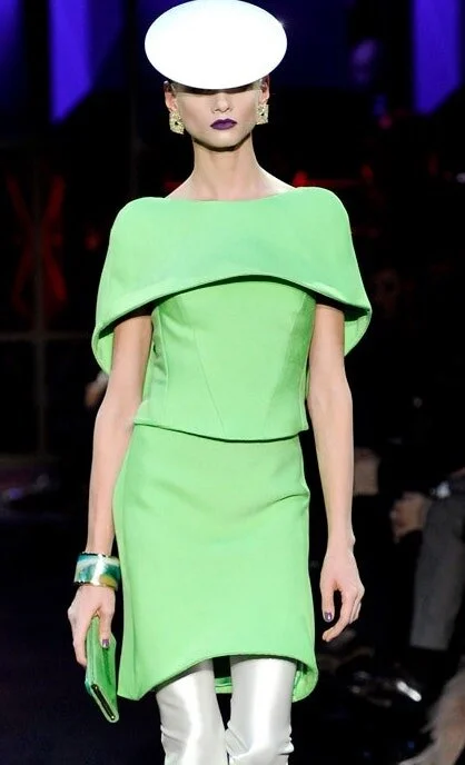 Armani Privé Capelet Crepe Sheath Dress in Purple