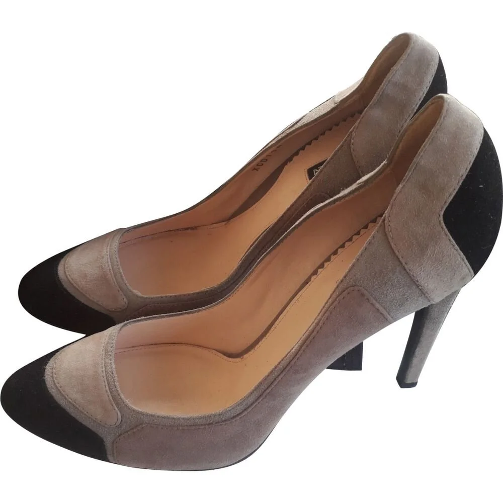 Giorgio Armani Grey and Black Suede Pumps