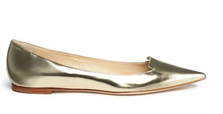 Jimmy Choo Attila Ballet Flats in Gold Mirrored Leather
