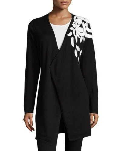 Anne Fontaine Shoulder-Embroidered Long Cardigan