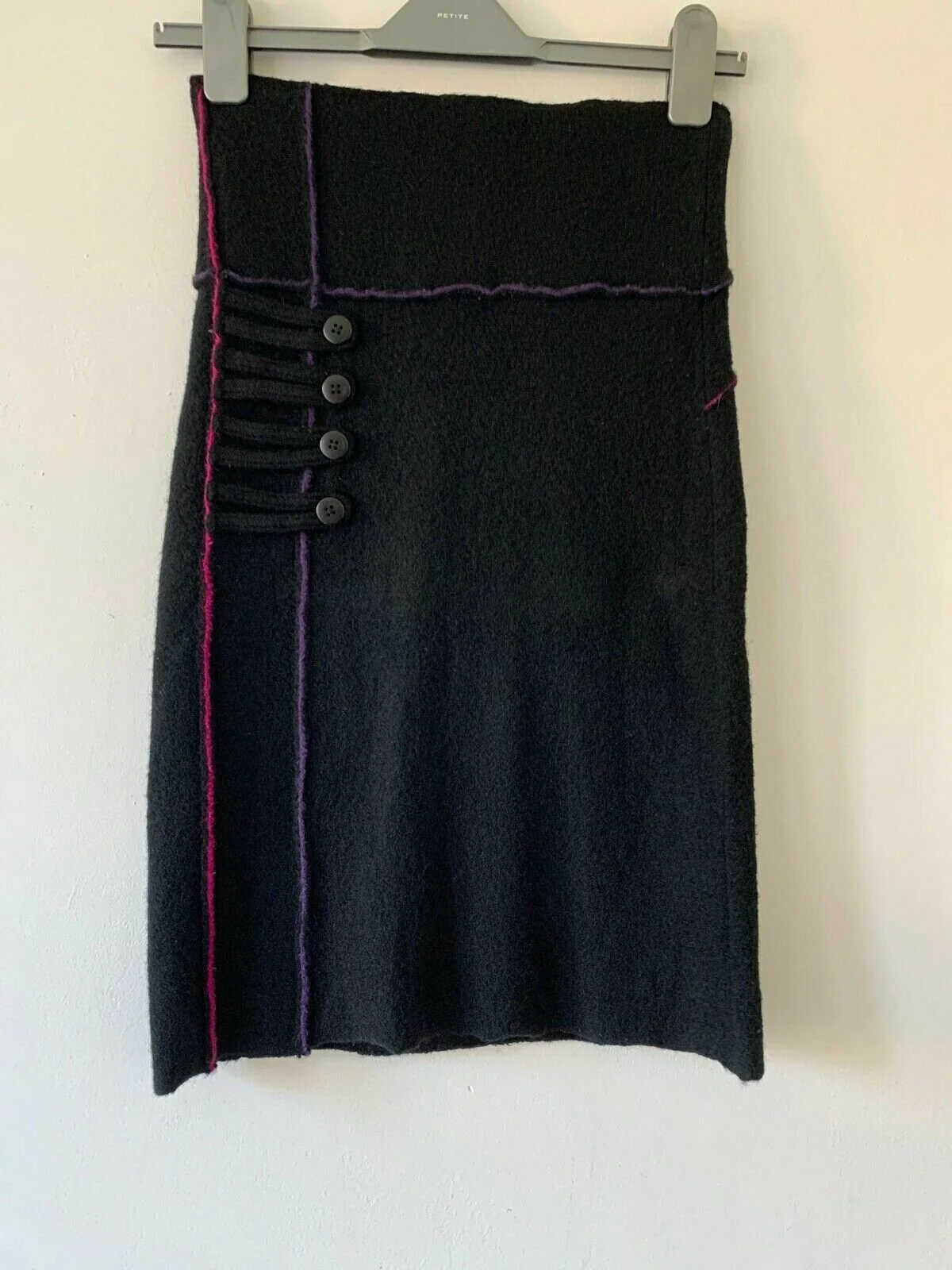 Emporio Armani Pink &amp; Purple Trims Wool Skirt in Black