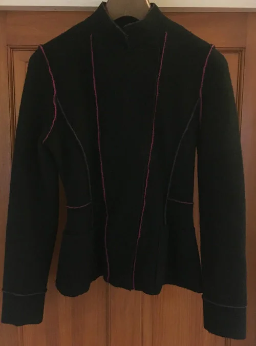 Emporio Armani Pink & Purple Trims Wool Jacket in Black