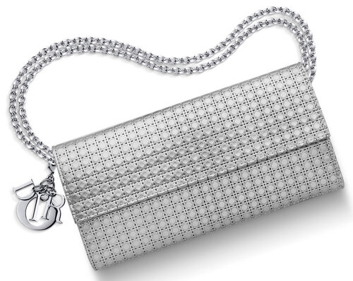 Christian Dior Lady Dior Croisiere Perforated Clutch in Silver — UFO No More