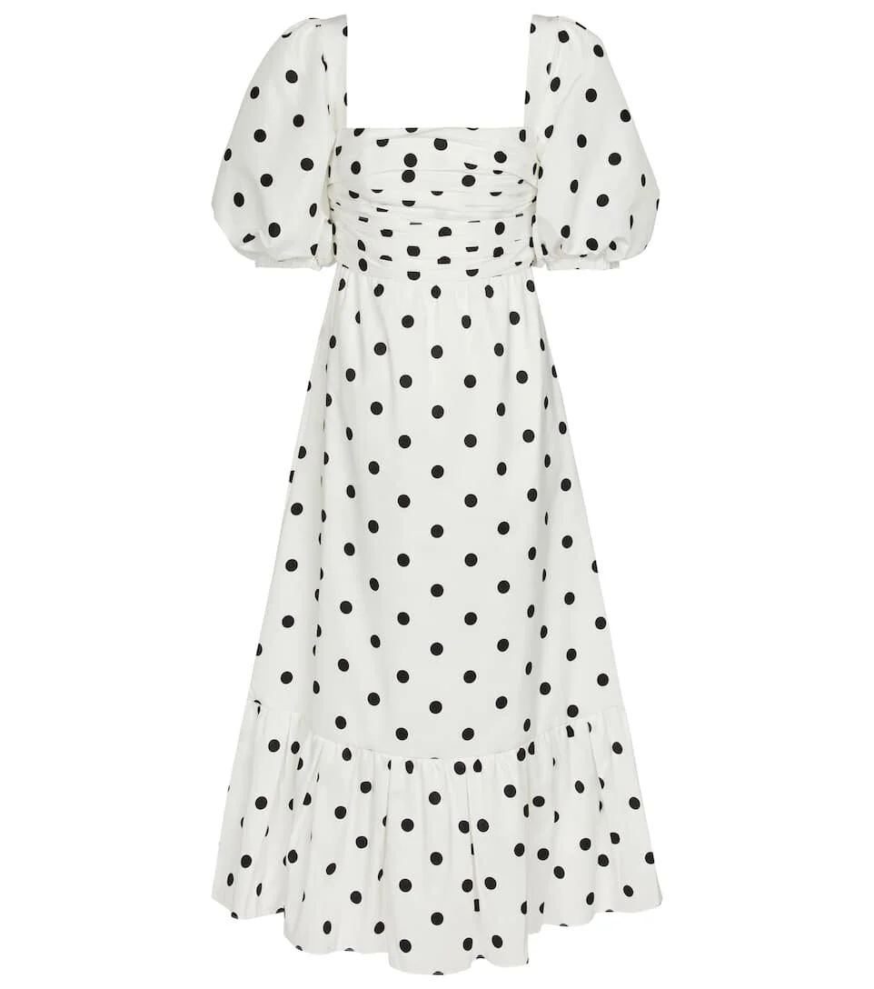 Self-Portrait Polka-dot Taffeta Midi Dress