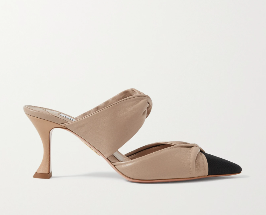 Aquazzura Twist 75 Faille-trimmed Leather Mules