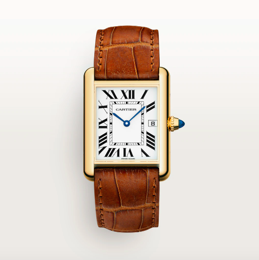 Cartier Tank Louis Cartier Watch in Yellow Gold with Brown Leather Strap.png