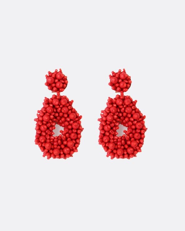 Red Beaded Drop Earrings