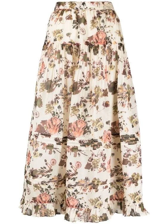 Ulla Johnson Eugenie Daisy-print Tiered Skirt