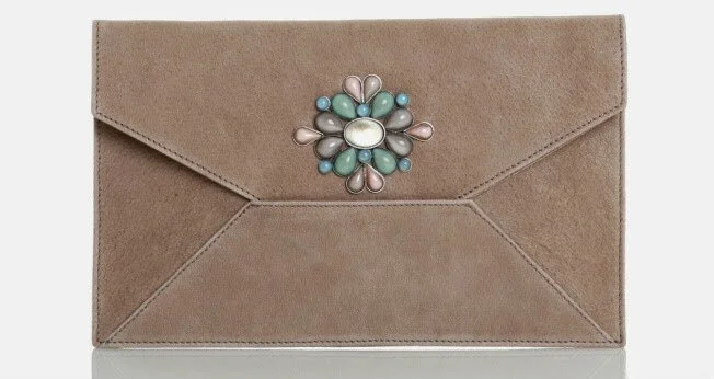 Malababa Felisa Clutch in Taupe Suede