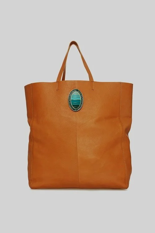 Adolfo Dominguez Stone Shopper Bag in Tan Leather